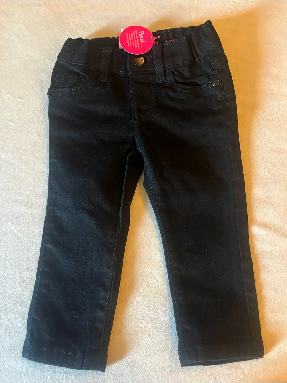 Children Place Kids Black Slim Fit Bottoms 12-18m